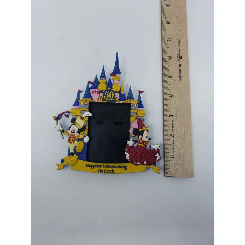 Disneyland 50th Photo Picture Frame Rubber Micky Minnie Mouse Homecoming Disney